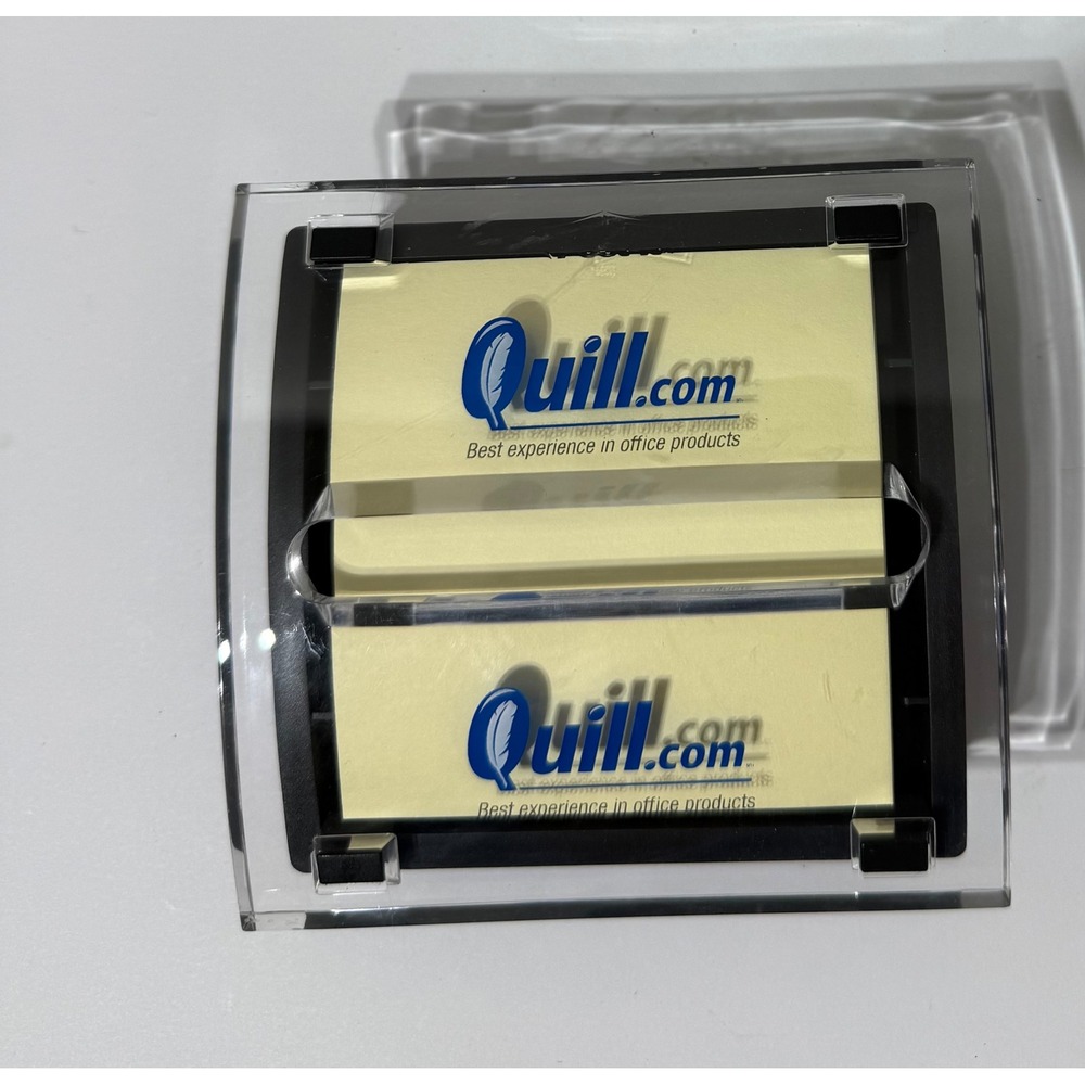 Quill Office Supply Pop Up Post it Note Dispenser Refillable Paperweight Clear